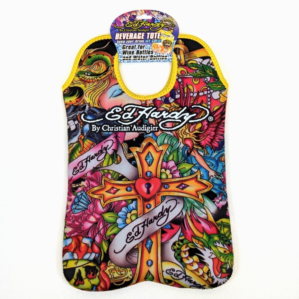 Ed Hardy Designs By Christian Audigier Neoprene Beverage Tote Tattoo Art
